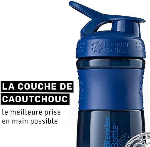 BlenderBottle SportMixer Tritan Grip Shaker Bottle, Navy/Navy, 20-Ounce - Image 2