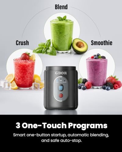 GDOR Portable Blender, Smoothie Blender Cordless, 2*23oz Cups, Auto Program - Image 3