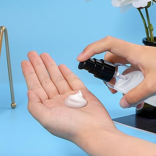 10 Pieces Travel Pump Bottles for Toiletries 2oz Small Pump Bottles Clear Travel Bottle Plastic Empty Spray Bottle Dispenser With Black Cap For Lotion Cream Essential Oil(50ml,Clear) - Image 3
