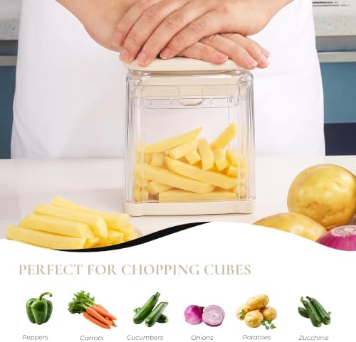 French Fry Cutter with 4 Blades Stainless Steel Manual Potato Chopper Green - Image 4