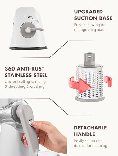 GDL Cheese Grater Hand Crank, Rotary Cheese shredder, Vegetable Slicer - Image 6