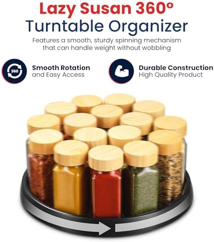 10 Inch Lazy Susan (Set of 4) - Non-Skid Turntable, Black