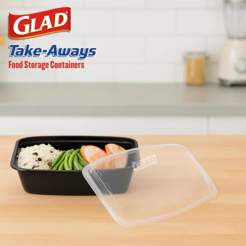 Take-Aways 38 oz Food Storage Containers, 90 Pack, Snap-Seal Lids, Made in North America, Microwave, Freezer & Dishwasher Safe
