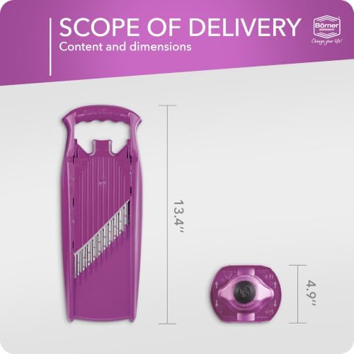 Börner by Reston Lloyd Wave-Waffle Power Line • Crinkle Cut/Spirelli Vegetable Slicer & Food Safety Holder • Slicer for Wave Waffle Cut Style • Multiple Thickness Options • Made in Germany, Purple - Image 6