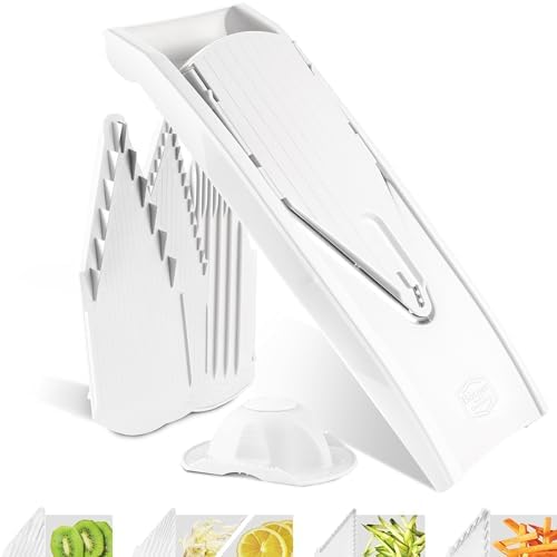 Börner by Reston Lloyd Mandoline Slicer V1 (Starter Set) • V-Slicer with 5 Thickness Settings & Food Holder • Adjustable Kitchen Slicer for Vegetables & Fruits • Color: White - Image 7