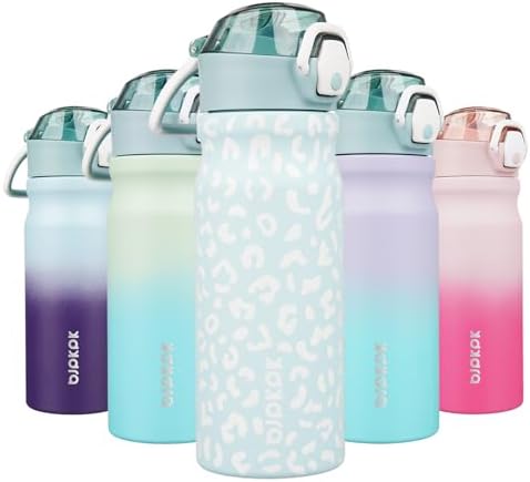 BJPKPK 18 oz Water Bottle with Straw & Handle, Insulated Stainless Flask by BJPKPK