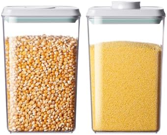 Food Storage Containers with Lids,2.9Qt 2Pcs Airtight Pop Food Storage Containers, BPA-Free Stackable Kitchen Pantry Organizers and Storage, One Button Opening Flour and Sugar Container Sets