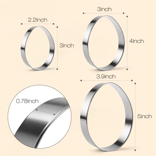 12 Pieces Easter Egg Cookie Cutter Set, Stainless Steel Egg Shaped Cookie Cutters, 3”, 4”, 5” - Image 2