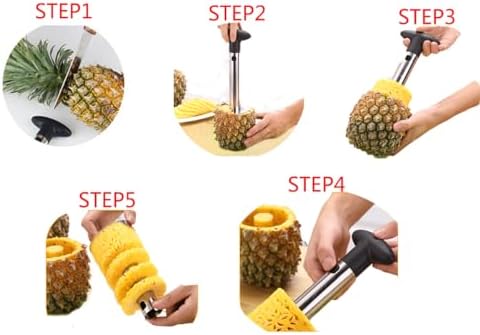 Apple Slicer Corer with 12 Blades, Cherry & Olive Pitter, Pineapple Corer Peeler Slicer Cutter and Jalapeno Pepper Core Remover, 4-piece Set Bundle Kitchen Gadget Tools