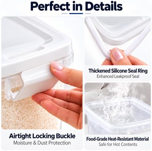 Rice Storage Container 10-15 Lbs, Airtight Flour Dry Food Bin with Scoop