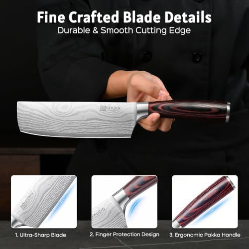 Nakiri Knife - 7" Razor Sharp Meat Cleaver and Vegetable Kitchen Knife, High Carbon Stainless Steel, Multipurpose Asian Chef Knife for Home and Kitchen with Ergonomic Handle
