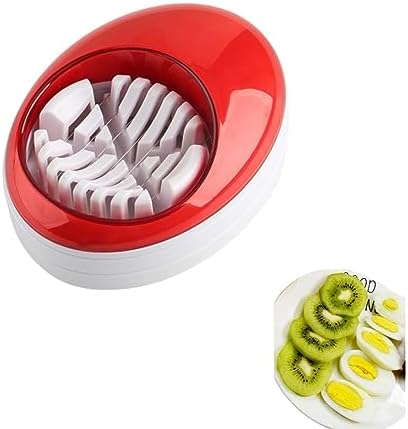 Egg Slicer for Hard Boiled Eggs,Easy to Cut Egg into Slices, Wedge and Dices, Sturdy ABS Body with Stainless Steel Wires,Non-slip Feet,Dishwasher Safe, BPA Free (Red) by BeyondNice