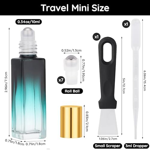 Segbeauty 0.34oz 5pcs Perfume Roller Ball Applicator Empty, 10ml Travel Size Glass Roll on Bottle Refillable, Essential Oil Roller Bottles with Dropper, Mini Travel Bottle Liquid Containers - Image 3