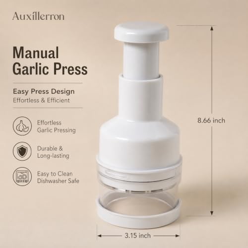 Manual Garlic Press Vertical Push Down Garlic Mincer for Kitchen Cooking