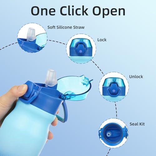 BJPKPK 25 oz Insulated Water Bottle, Straw, Handle, Stainless Steel Flask - Image 3