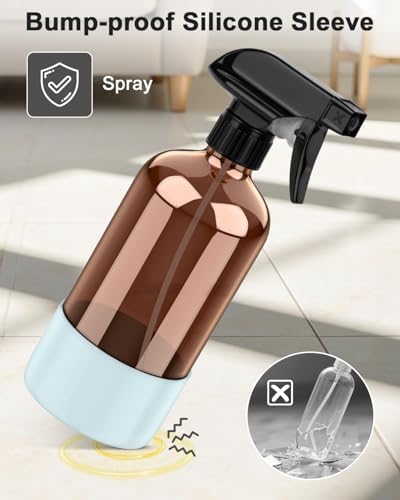 Bontip Amber Glass Spray Bottle, 16 oz with Blue Silicone Sleeve, 1 Pack - Image 4