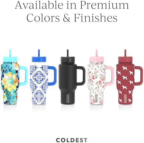 Coldest Tumbler with Handle & Coffee Lid - 100% Spill Proof Tumbler (3 Lids) - Stainless Steel Insulated Leakproof Tumblers for Women & Men - Cup Holder Friendly - 24 oz (Dark Fire) - Image 5