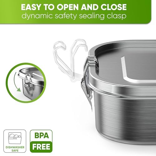 Stainless Steel Lunch Box for Adults I 40oz I with free Sealing I Metal Bento Box with 3 Compartments, Leak-Proof Lunch Container, Metal Food Storage for Travel, Work, Eco-Friendly