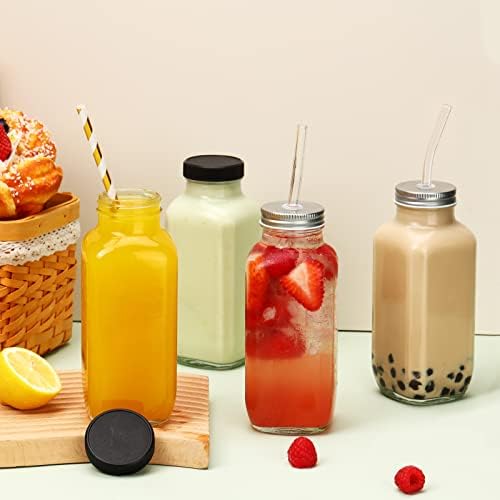 10pcs 16oz Glass Juice Bottles with Lids
