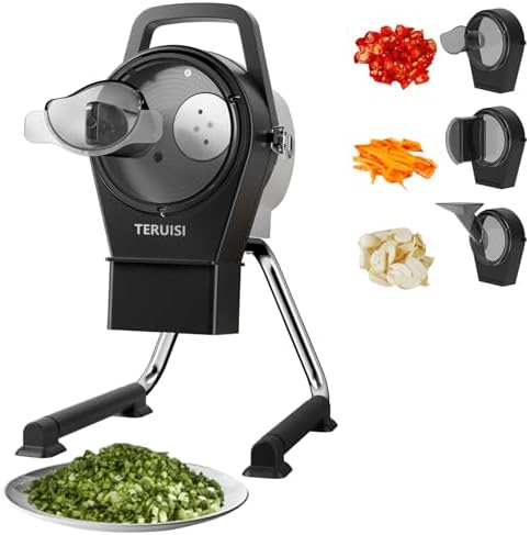 Electric Vegetable Chopper, 200W Commercial Vegetable Slicer, Scallion Cutter Food Processor With 3 Feed Ports, 1-5mm Adjustable Thickness, 6000RPM For Onion Garlic Ginger Chili Potato,110V by TERUISIStore