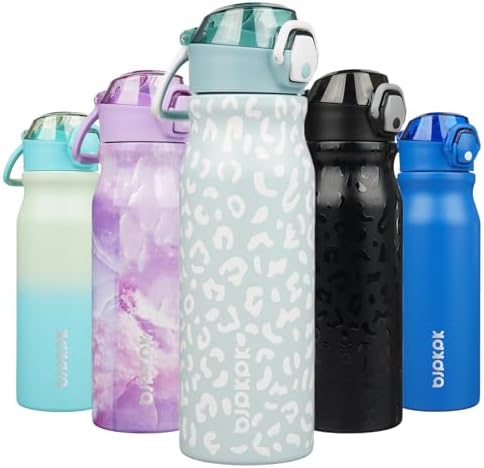 BJPKPK 25 oz Insulated Water Bottle, Straw, Handle, Stainless Steel Flask by BJPKPK