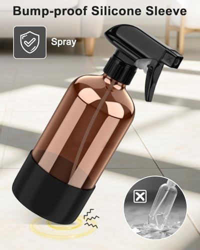 Bontip Amber Glass Spray Bottle, 16 oz with Black Silicone Sleeve, 3 Pack - Image 4
