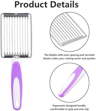 Luncheon Meat Slicer with 10Pcs Blades, Stainless Steel Luncheon Meat Cutter with Non Slip Handle, Purple Luncheon Meat Slicing Tool for Tomatoes, Fruits, Cheese, Boiled Egg - Image 3