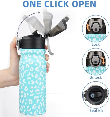 BJPKPK 18 oz Water Bottle with Straw & Handle, Insulated Stainless Flask - Image 3