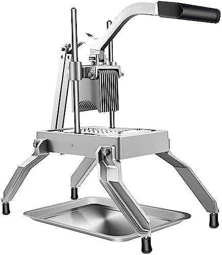 VEVOR Commercial Vegetable Fruit Dicer,Onion Cutter Heavy Duty Stainless Steel Removable and Replaceable Kattex Chopper,3/8" Tomato Slicer with Tray Perfect for Potatoes, Carrots, peppers, Silver by VEVOR