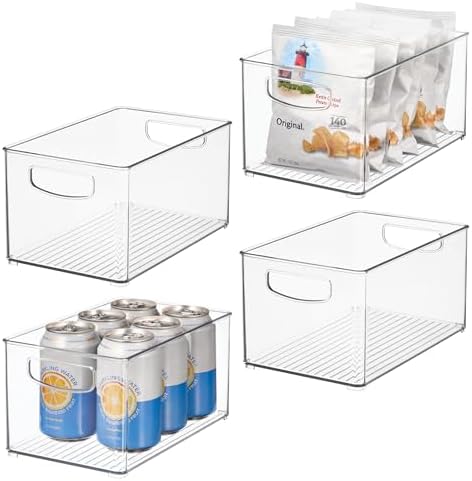 Stackable Clear Plastic Bin, 4-Pack
