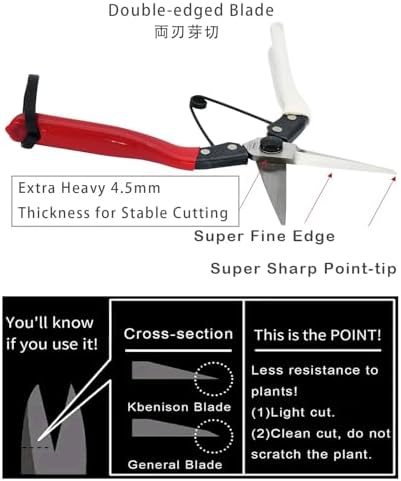 Double-Edge Garden Shears Micro-Tip Pruning Shears Extra Heavy Straight Garden Scissors Effortless Cuts Pruning Shears for Gardening Clippers for Plant Herb Flower Harvesting Fruits vegetables