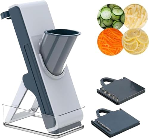 Eletronova Safe Mandoline Slicer for Kitchen, Vegetable Slicer with Container, French Fry Cutter, All in 1 Julienne Slicer for Potato, Thickness Adjustable, Detachable Blade, Dishwasher Safe（Green） by Eletronova