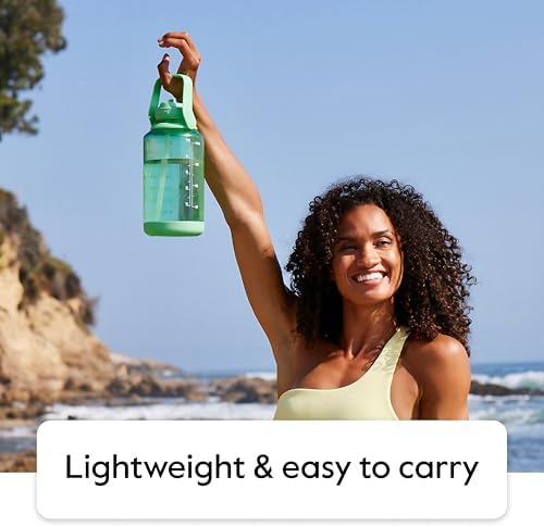 Motivational Water Bottle with Straw Lid and Time Marker (64 oz, Cloud White) - Leakproof, BPA Free Water Bottle for Daily Intake Tracking