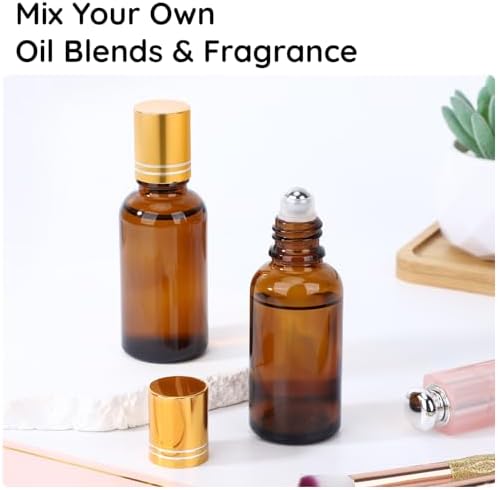 Segbeauty 1oz Thick Amber Glass Roller Ball Applicator, 5pcs Refillable Perfume Roller Bottles for Essential Oils, 30ml Travel Size Roll On Bottle for Eye Essence, Empty Rollerball Bottles for Oil - Image 5