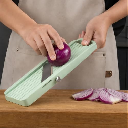 Mandoline Slicer for Kitchen, Upgrade Super Slicer for Vegetable, 3 Interchangeable Stainless Steel Blades, Handheld Vegetable Cutter for Cucumber, Potato, Carrot & More, Rustproof & Dishwasher-Safe