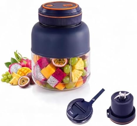 Portable Juicer Blender Cup with Dual Lid，Blue (1300 mL) by Unknown