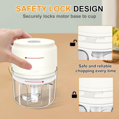 Garlic Chopper, 250ML Garlic Mincer, Electric Mini Food Processor - Image 4