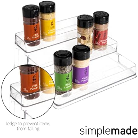 3-Tier Spice Rack Organizer - Versatile Storage Shelf for Kitchen, Bathroom, Bedroom & Office, Set of 2, Clear