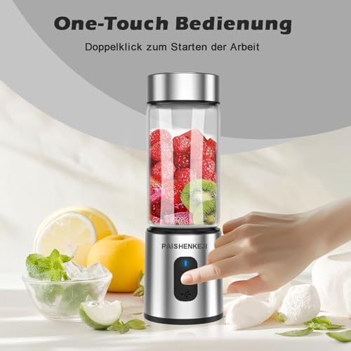 Glass Portable Blender Smoothies: Mini Personal Blender Shakes and Smoothies Small USB Rechargeable, Baby Food Travel Beach Office Sports Kitchen Gym Use - Image 3