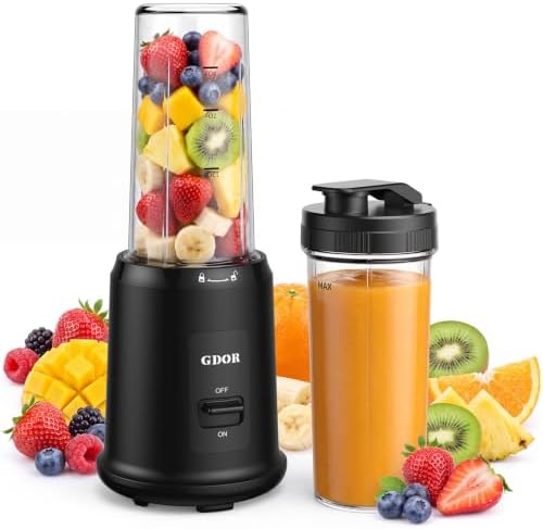 GDOR Personal Blender, 400W Smoothie Maker with 17.6oz Travel Cup, Black by GDOR