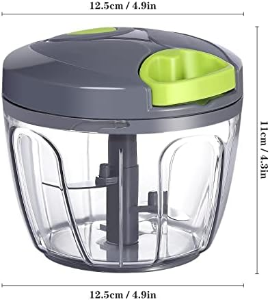 Manual Food Chopper Vegetable Cutter, Hand String Vegetable Chopper Onions Cutter for Vegetable Fruits Nuts BPA Free Food Safe Material, 650ml Gray