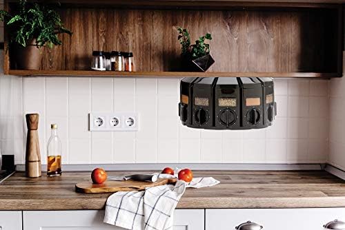 Kitchen Art Spice Rack Select-A-Spice Auto-Measure Carousel 12 Compartments Black 8.75 x 8.75 x 6 inches
