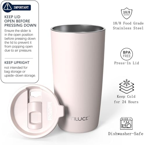 TILUCK 20 oz Insulated Coffee Tumbler with BPA-Free Lid - Image 2