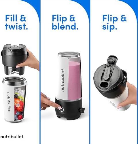 nutribullet Flip Portable Blender with Insulated Cup, White, NBPB50350AW - Image 3