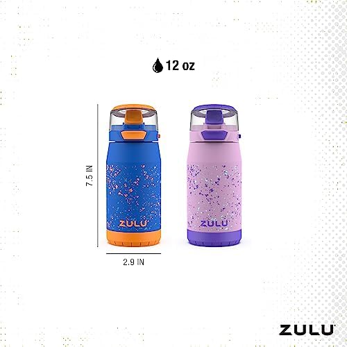 Kids Flex 12oz Stainless Steel Insulated Water Bottle, Toddler Cup with Silicone Spout, Leak-Proof Locking Flip Lid and Carry Loop for School Backpack, Lunchbox, and Outdoor Sports, Blue