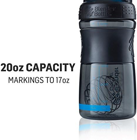 BlenderBottle SportMixer Tritan Grip Shaker Bottle, Black/Black, 20-Ounce - Image 2