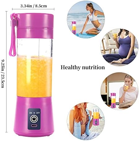 Portable Blender Cup,Electric USB Juicer Blender, for Shakes and Smoothies, Juice,380ml, Six Blades Great for Mixing,Purple - Image 5