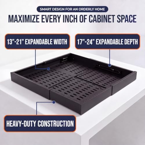 Expandable Pull Out Cabinet Organizer | 4-Way Adjustable Carbon Steel