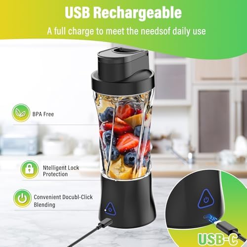 Portable Blender, 360 Watt Personal Blender for Shakes and Smoothies, Black - Image 5