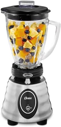 Oster Classic Series Heritage Blender with 6-Cup Glass Jar, 1000 Peak Watts, 600 Rated Watts, Stainless Steel Countertop Blender by Oster